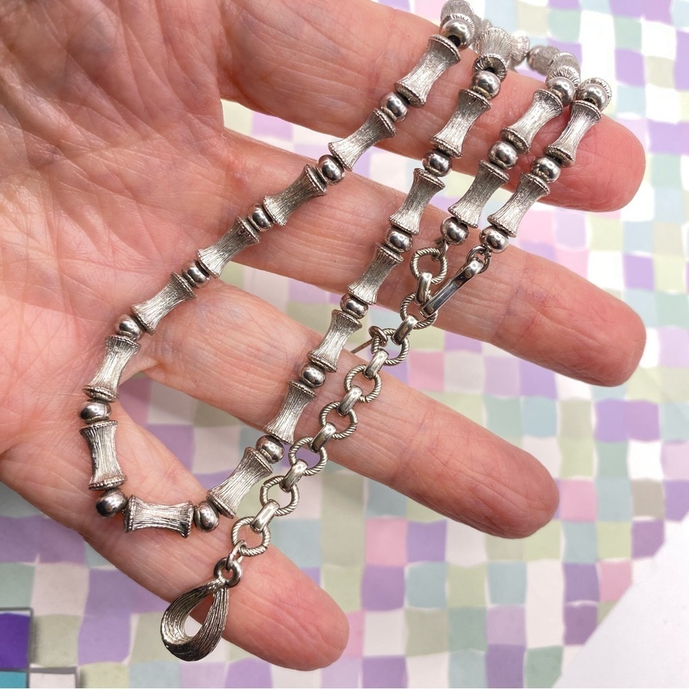 Vintage MONET Bamboo Silver Choker Necklace